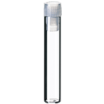 Flacon type shell 1 ml, 40 x 8 mm, verre transparent avec bouchon en PE transparent ref 08040008