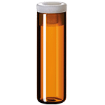 Flacon type shell 2 ml, 31,5 x 11,6 mm, verre ambré avec bouchon en PE ambré ref 11040108