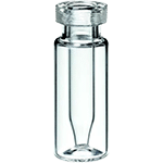 Flacon à sertir, 32 x 11,6 mm, verre transparent avec insert soudée à la base de 300μl ref 110410