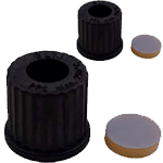 2 x Capuchons à visser noirs, GL14 avec trou central de 9,2mm et joint d’étanchéité siliconne/PTFE 3mm ref MC-CAP